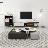 Round and square nesting coffee table set with storage and ottomans, 2-piece accent tables for living room